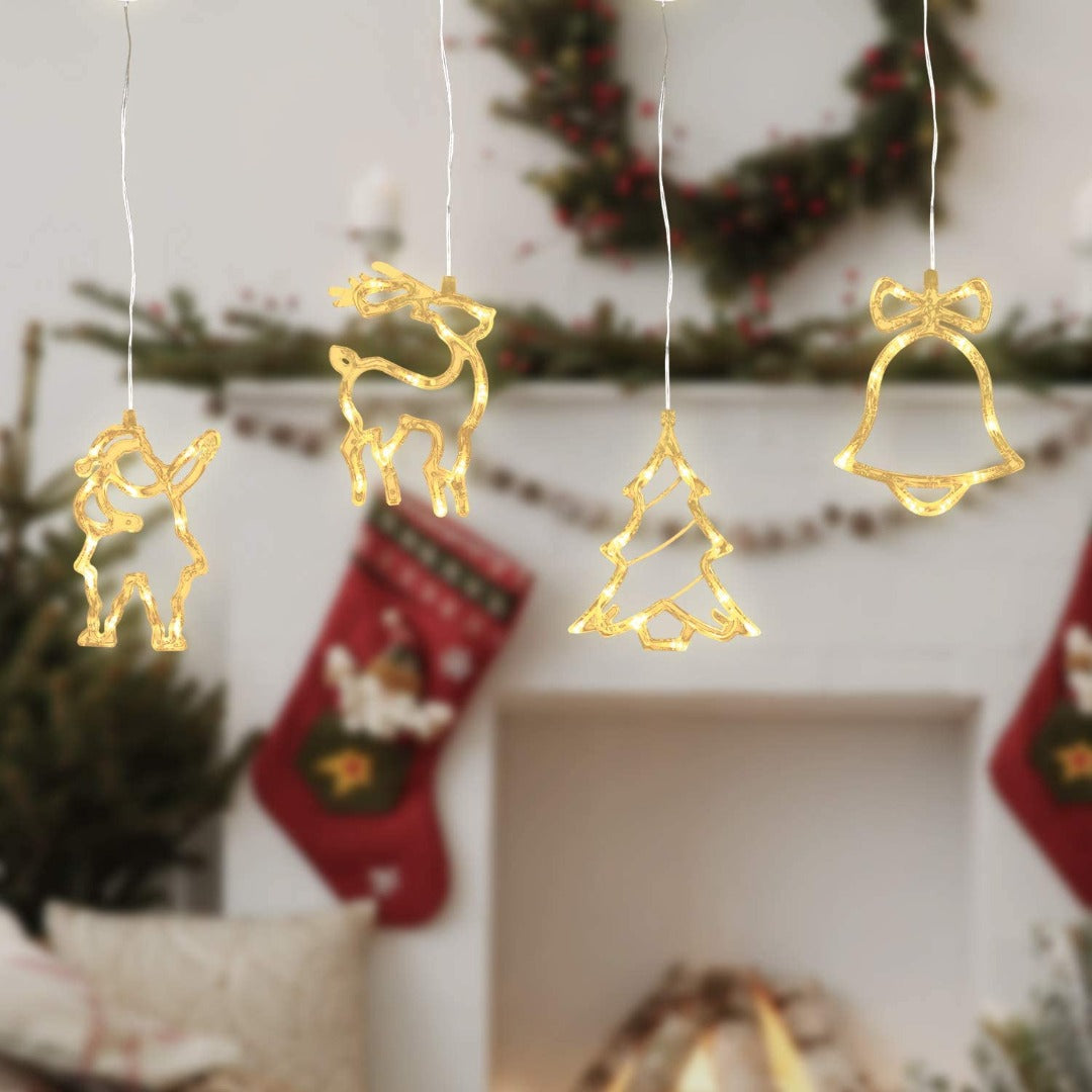 LED Christmas figurine set - 4 pieces - Warm white