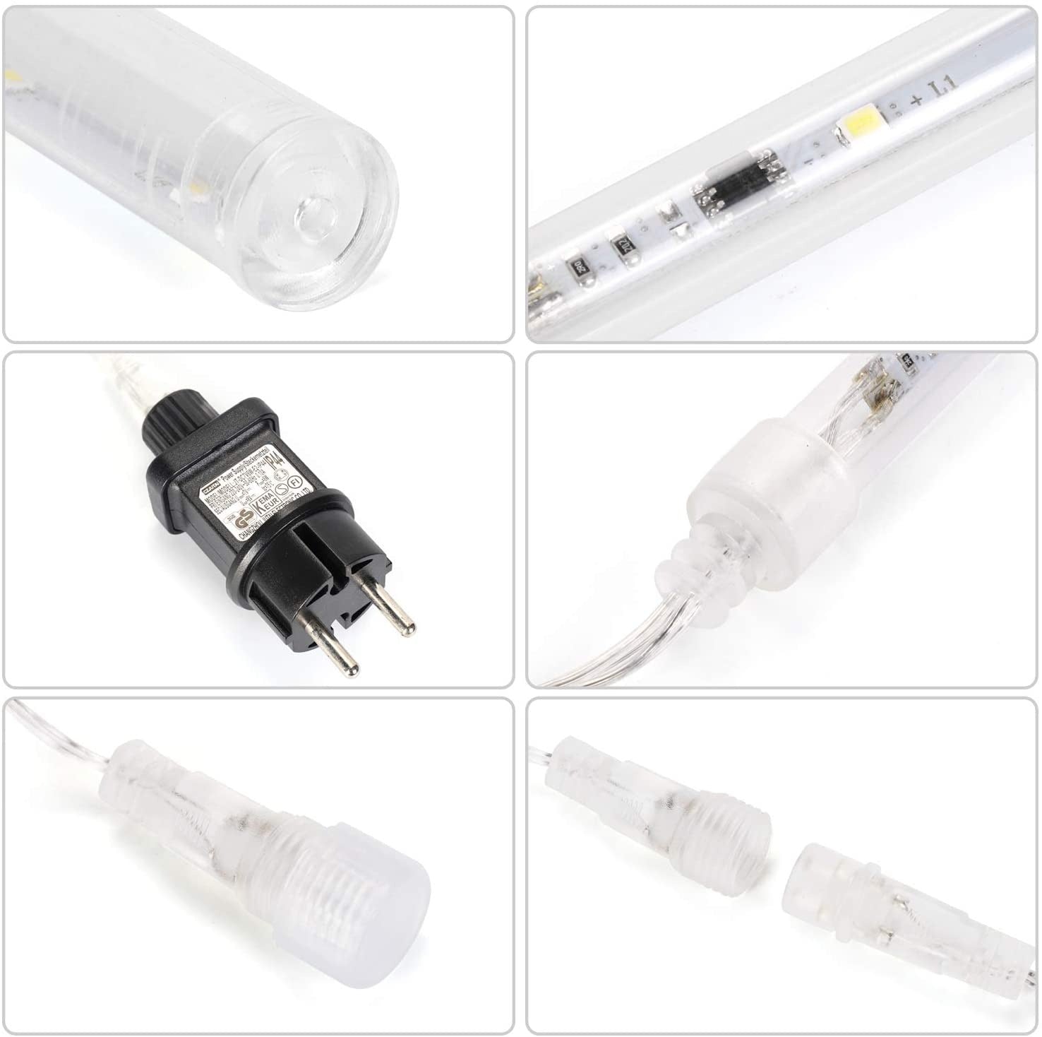 LED Meteoriet regenlichten kerst - 360 LED ijspegels.10 spiralen - 50 cm tubes - Warm Wit