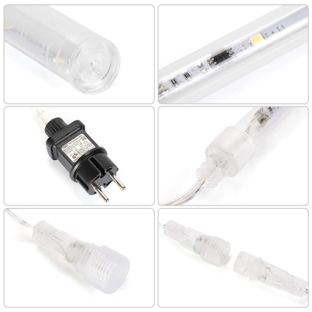 LED Meteoriet regenlichten kerst - 360 LED ijspegels.10 spiralen - 50 cm tubes IP65