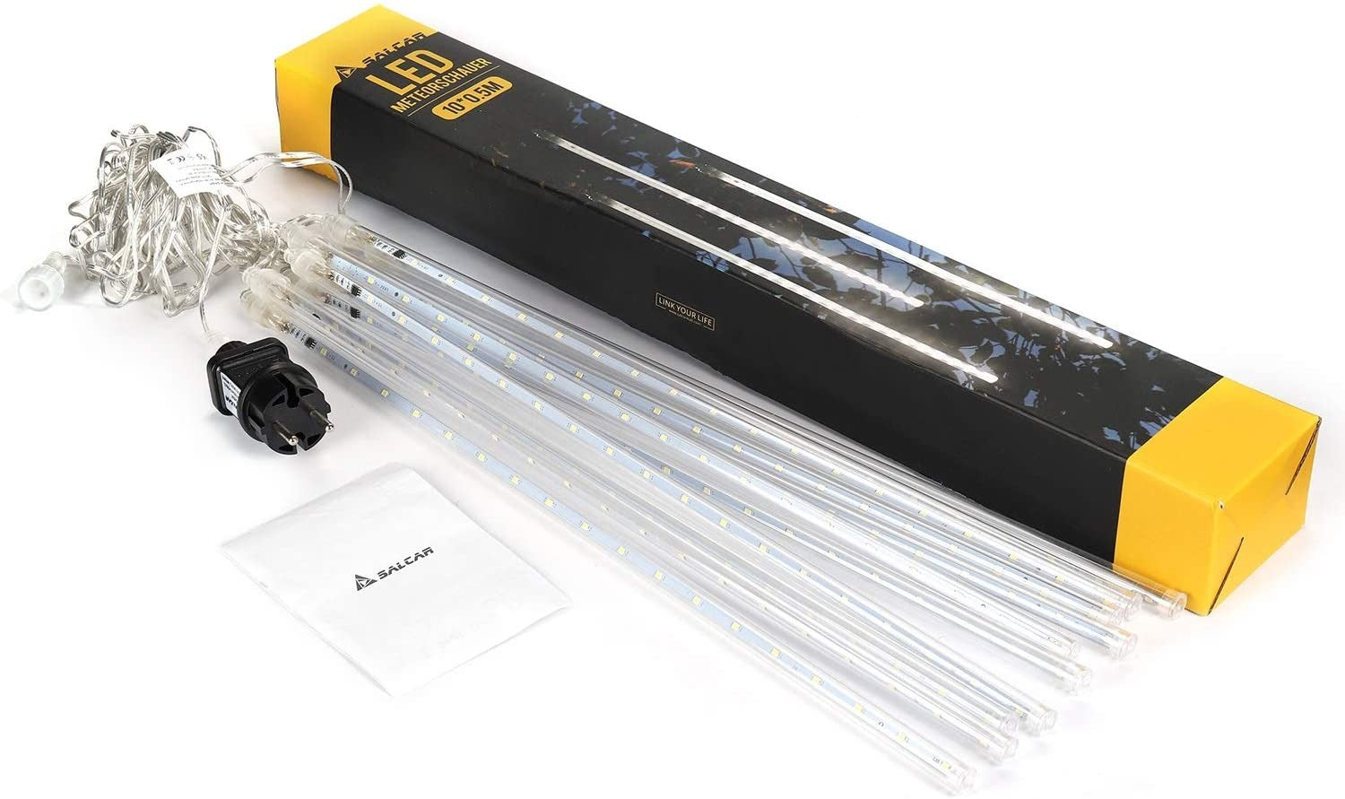 LED Meteoriet regenlichten kerst - 360 LED ijspegels.10 spiralen - 50 cm tubes - Warm Wit
