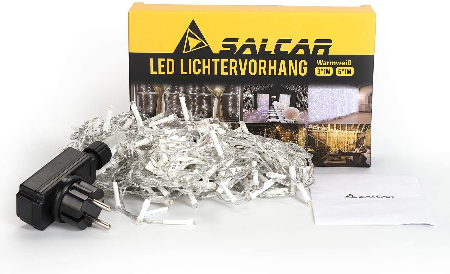 Rideau de Noël à LED - 6 x 1 mètre - blanc chaud - 300 LED