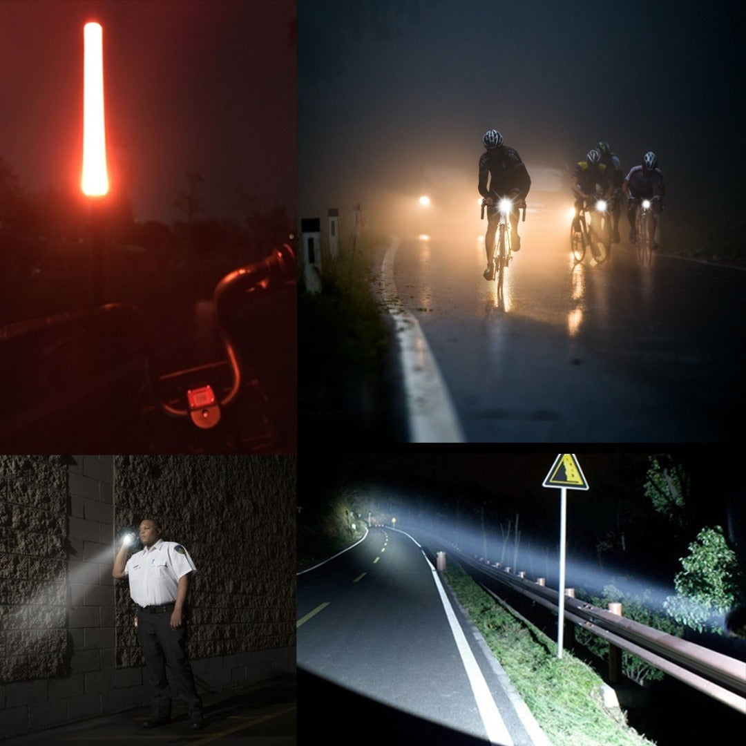 LED flashlight with zoom function - With traffic cone