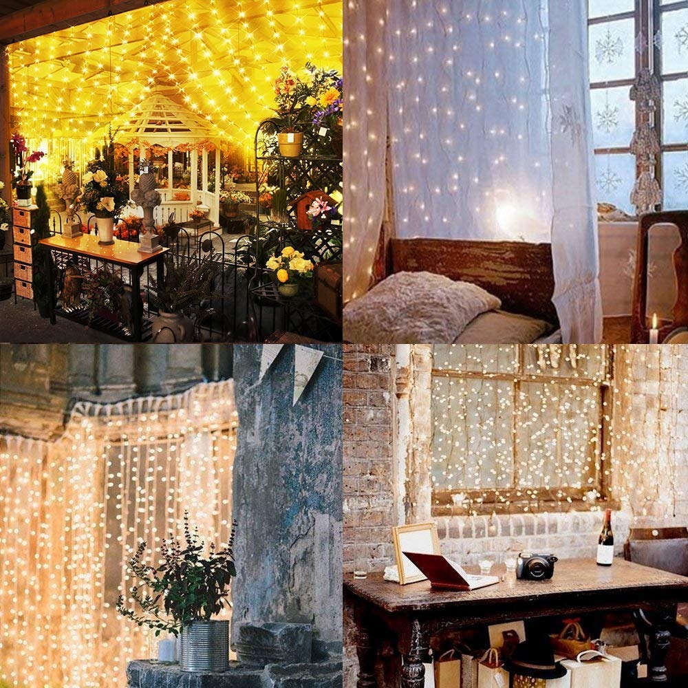 LED kerst gordijn - 3 x 3 meter - warm wit - 300 leds