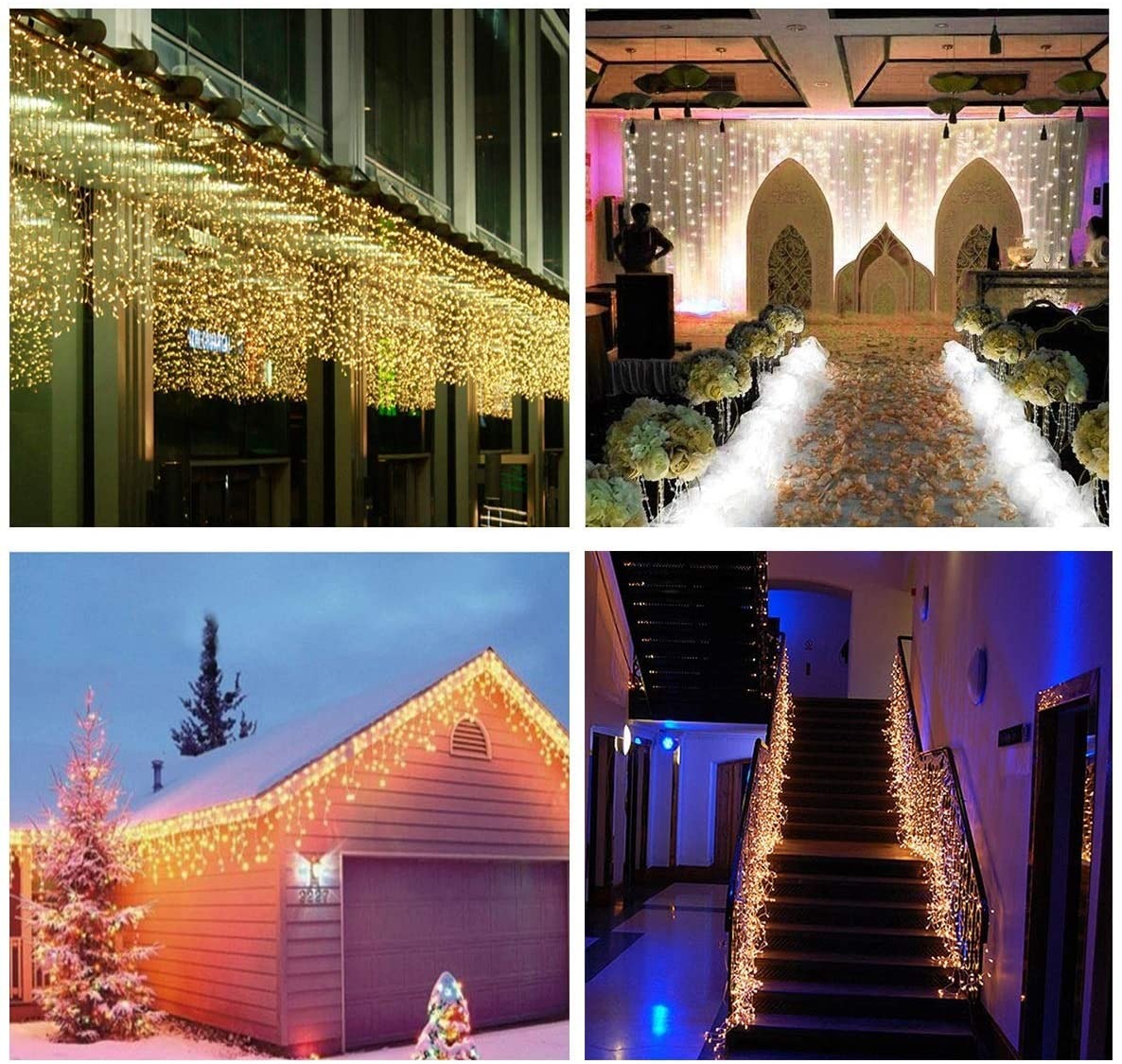 Rideau de Noël à LED - 6 x 1 mètre - blanc chaud - 300 LED