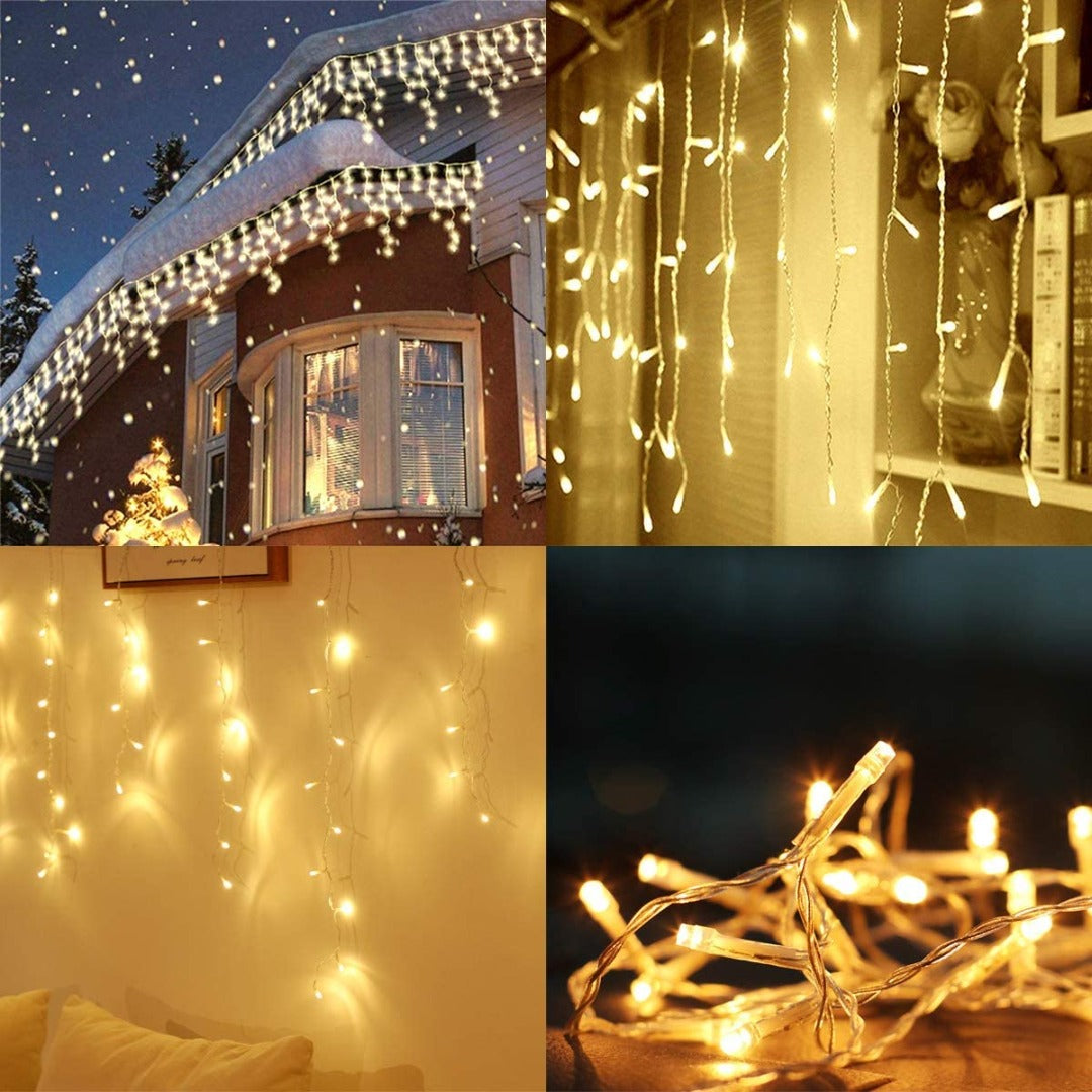 Rideau de Noël à LED - 6 x 1 mètre - blanc chaud - 300 LED