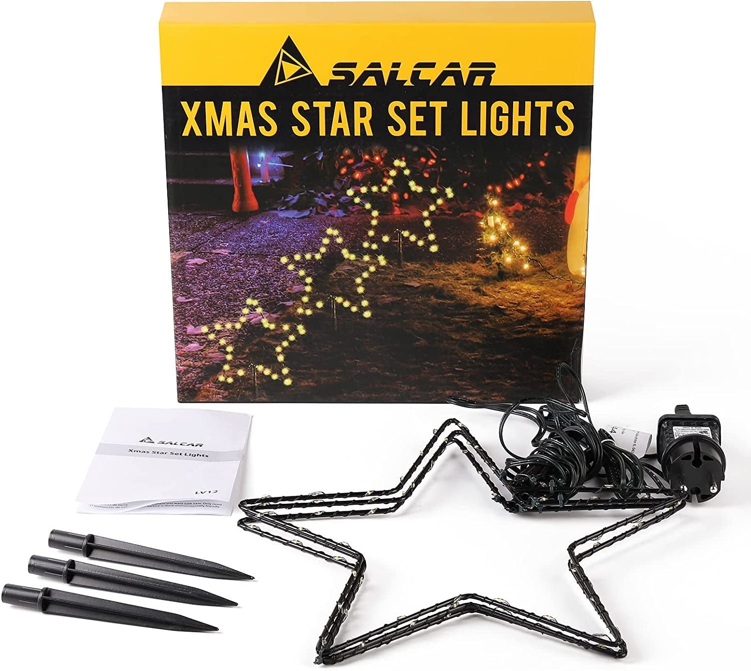 LED Christmas star set - 3 pieces - 30cm - Warm white