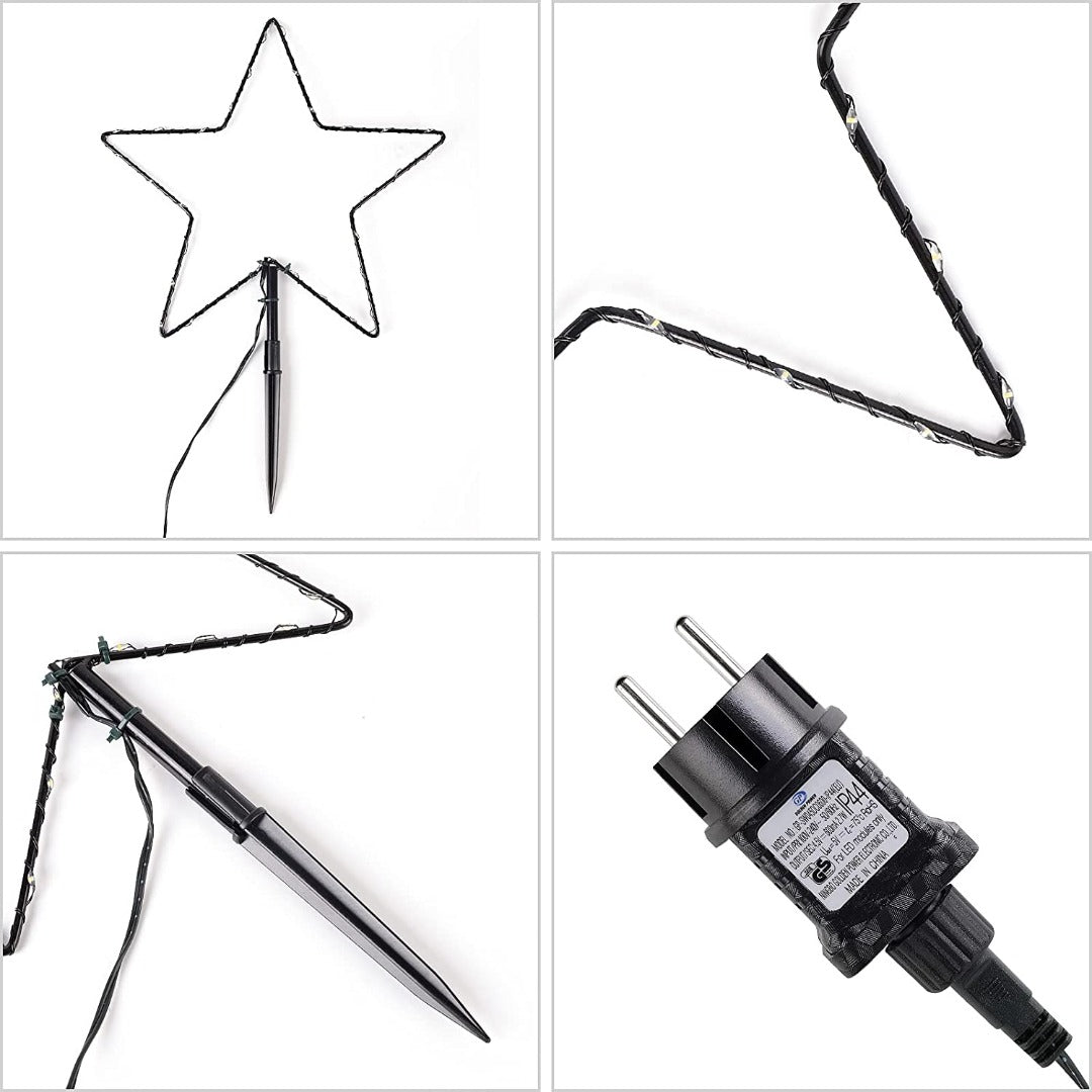 LED Christmas star set - 3 pieces - 30cm - Warm white