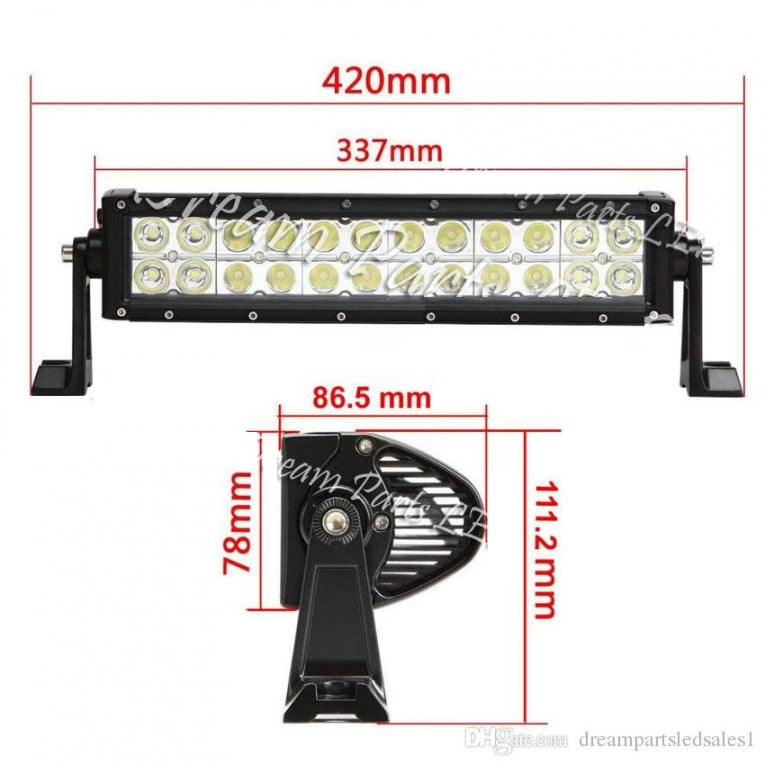 Barre LED - 72 W - 40 cm - 4x4 tout-terrain - 24 LED - Blanc 6000 K