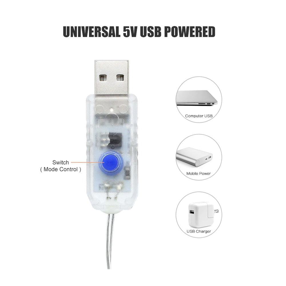 Christmas LED curtain - Ultra thin - 3 x 3 meters - Warm white - USB - With controller