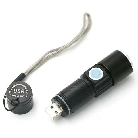 LED zaklamp oplaadbaar via USB - 9.5 cm
