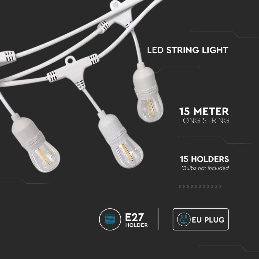 Guirlande lumineuse LED blanche - 15 mètres - Étanchéité IP65 - 220 volts