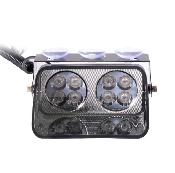 ORANGE 8 LED Dashboard Strobe Flash Light - Round