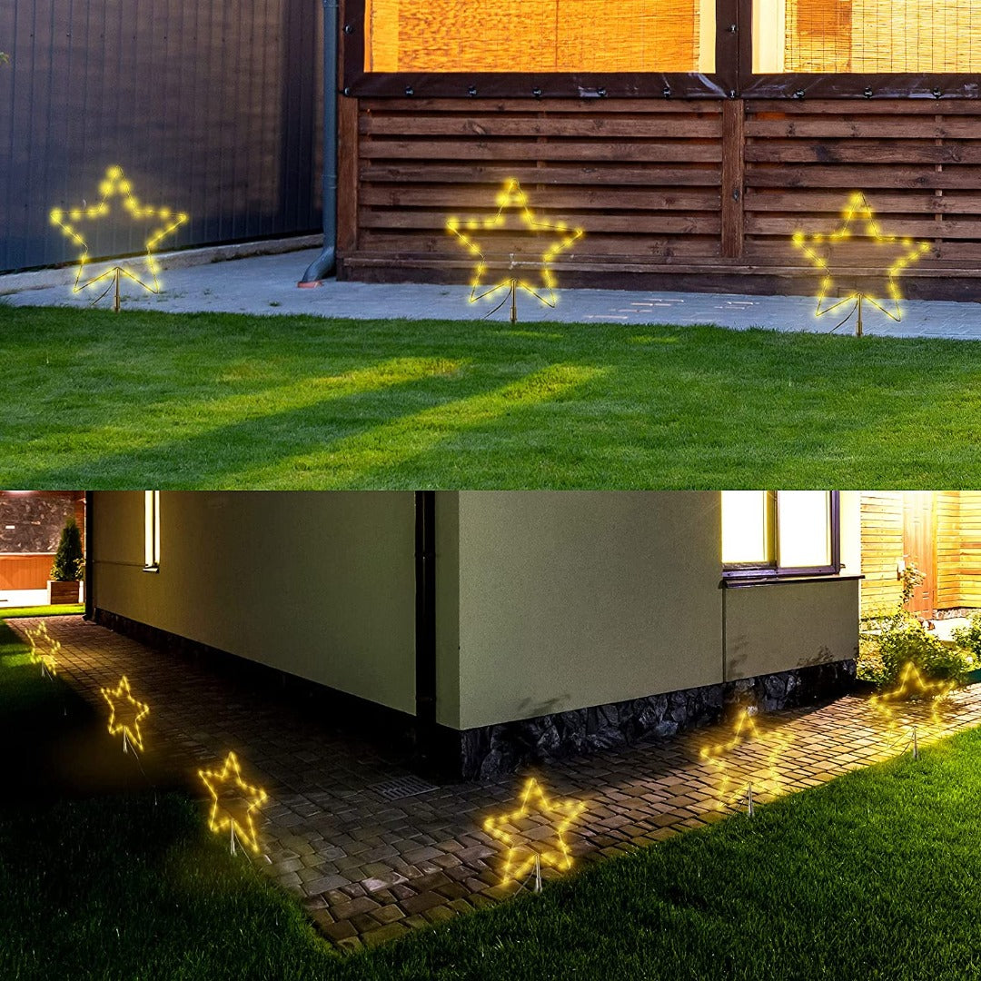 LED Christmas star set - 3 pieces - 30cm - Warm white