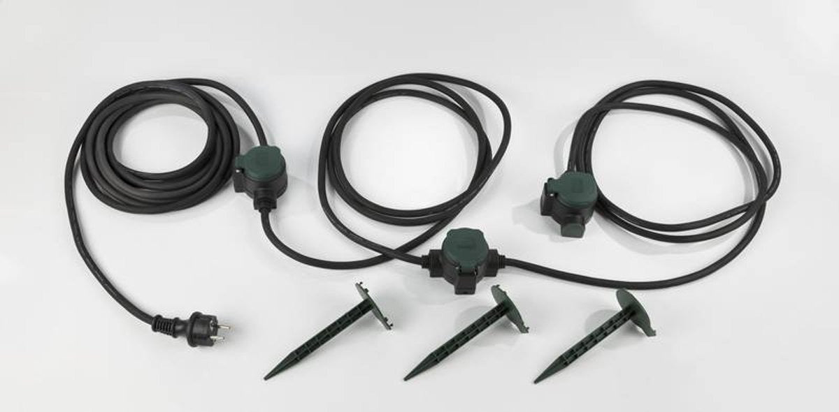 Waterproof 3-way power strips, 10 meters, extension cord