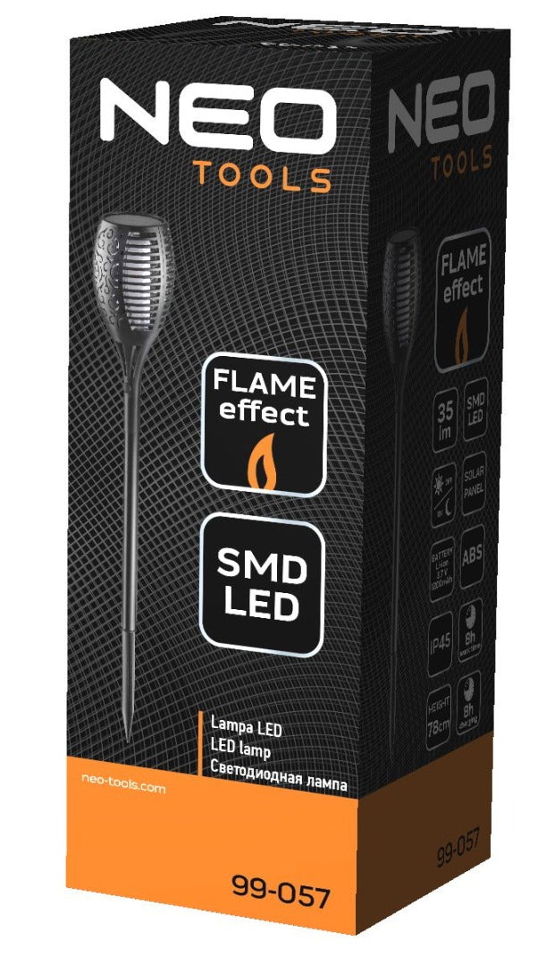 LED garden torch - 1 Watt - Solar - Flame effect - With twilight sensor