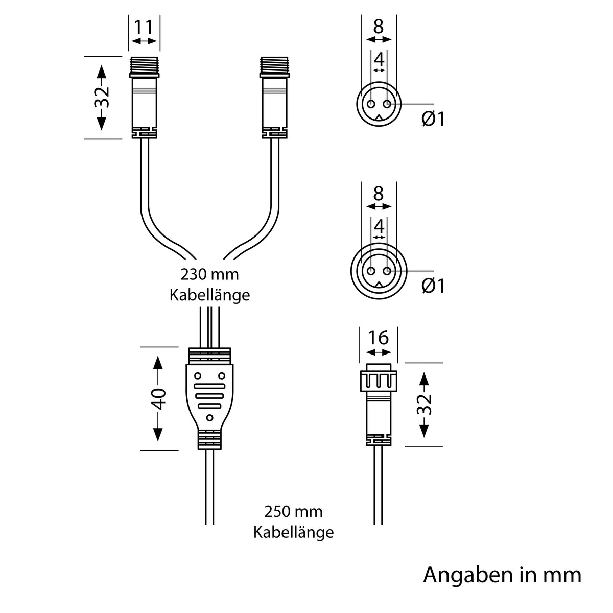 2-weg DOP verdeler – 0,5 meter – IP44 – Zwart