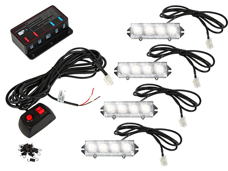 Feu clignotant orange 4 x 3 LED 12 V - stroboscopique