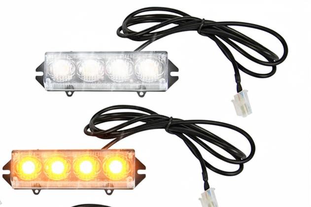 Feu clignotant orange 4 x 3 LED 12 V - stroboscopique