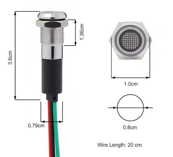 10MM rood groen - Signaallamp 12 tot 24 Volt – flat head - indicatie Lamp - duo led