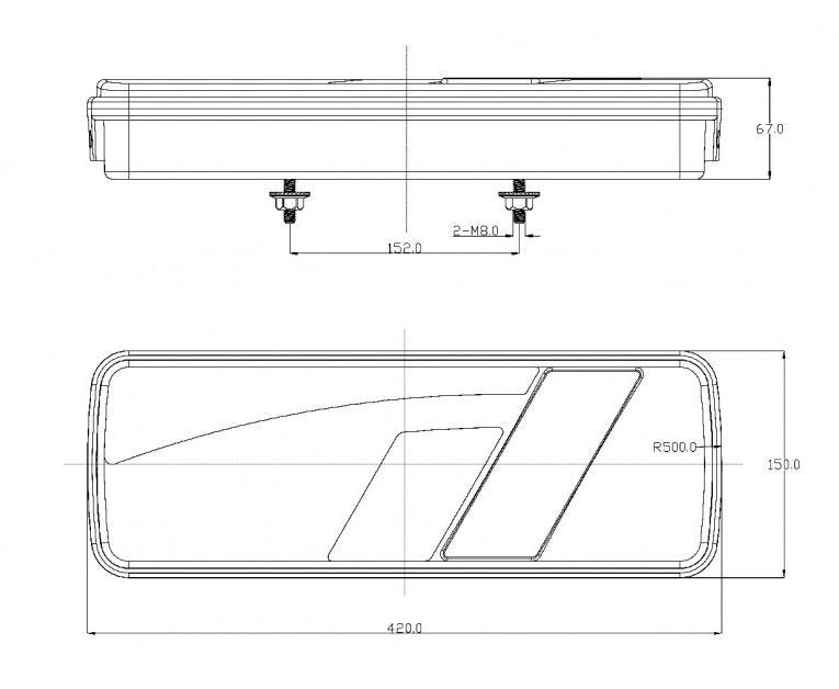 LED Achterlicht 12/24V – Links. Rechthoekig