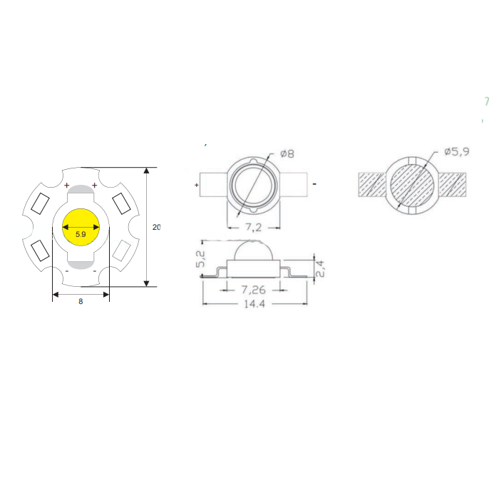 Power LED diode - RGB - 3W
