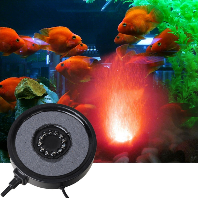 Aquarium Air Stone 12 Colored LEDs - Black