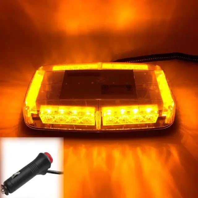 Balise lumineuse rotative pour toit / barre lumineuse - ORANGE - 24 LED - 12/24 V - 28 cm