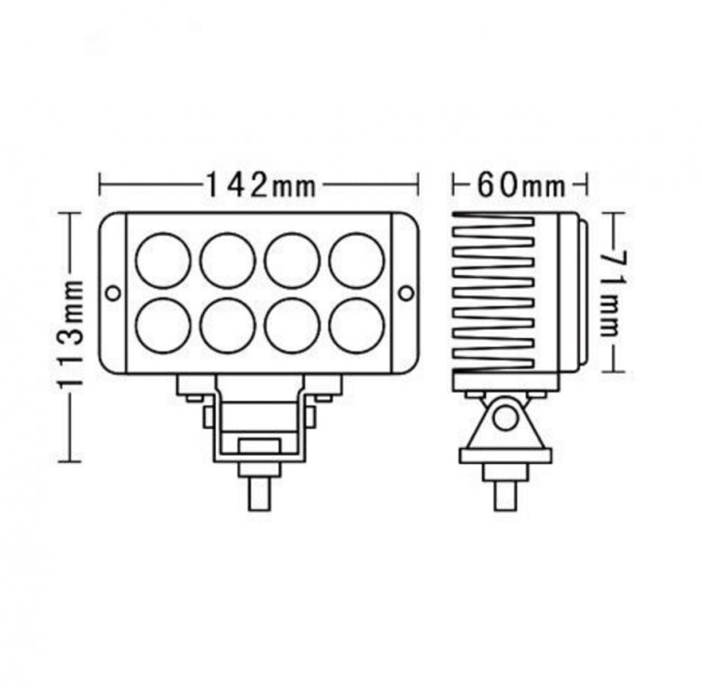 LED SPOT - 8 x 3 watts - front light - WHITE - OFF-ROAD - Rectangle