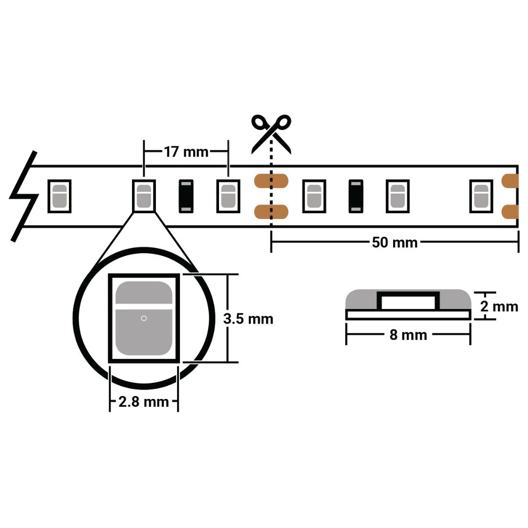 5 meter blue LED strip - 120 LEDs/m - 24V