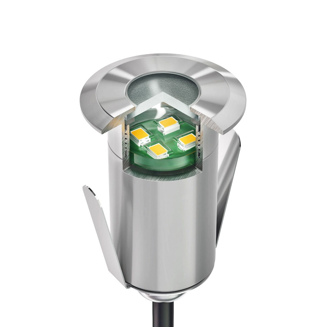 LED recessed patio lighting - 35mm - 0.6 Watt - 2800K - Stainless steel
