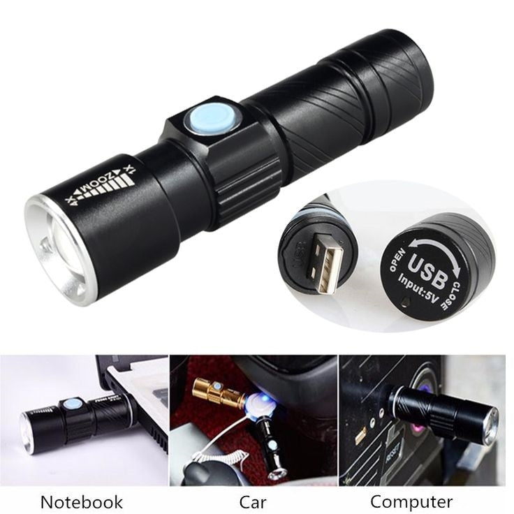 LED zaklamp oplaadbaar via USB - 9.5 cm