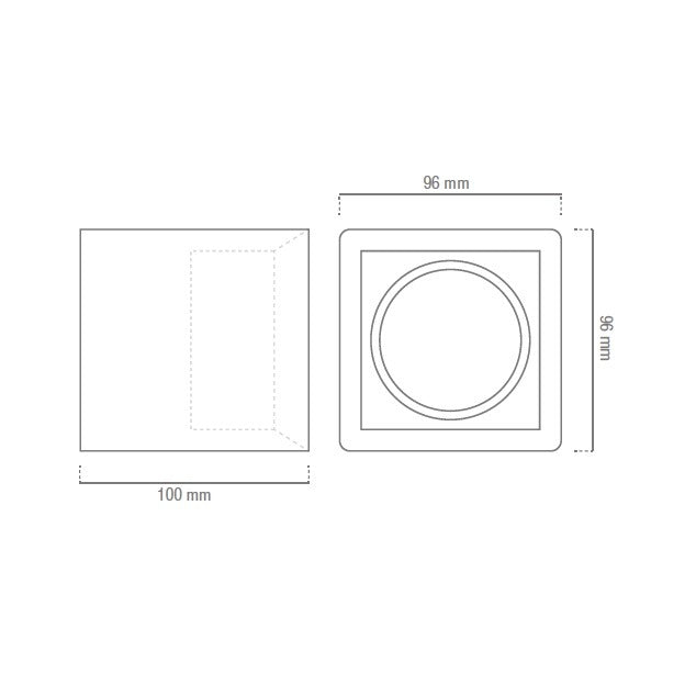 Spot encastré GU10 - 96 mm - Plastique - Forme carrée - Noir