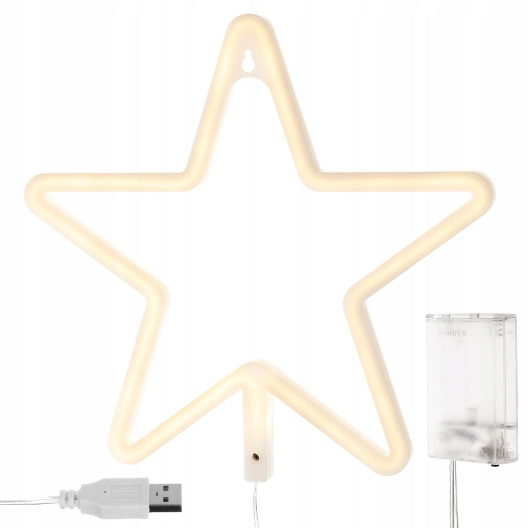 LED Christmas star - Warm white - USB + batteries
