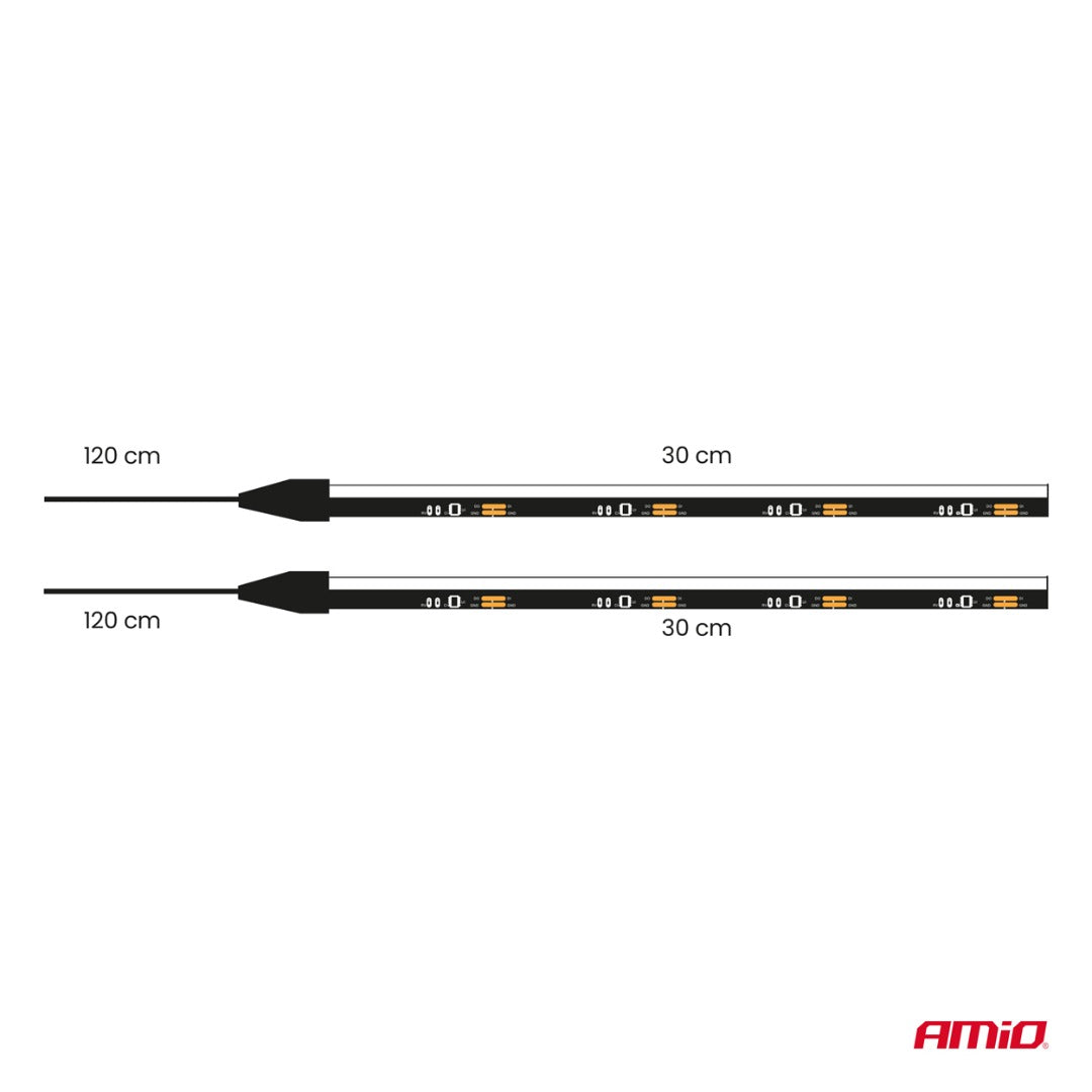 Bandes latérales LED COB flexibles – 12 V – Blanc 5000 K – Éclairage intérieur de voiture