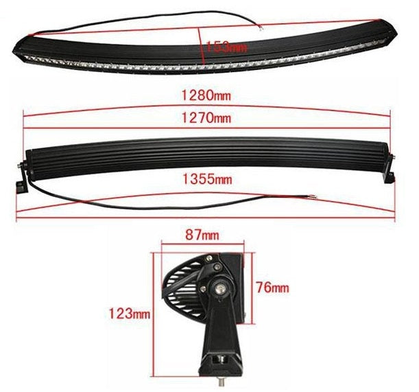 CURVED LED bar - 288W - 135cm - 4x4 offroad - 96 LED - WHITE 6000K