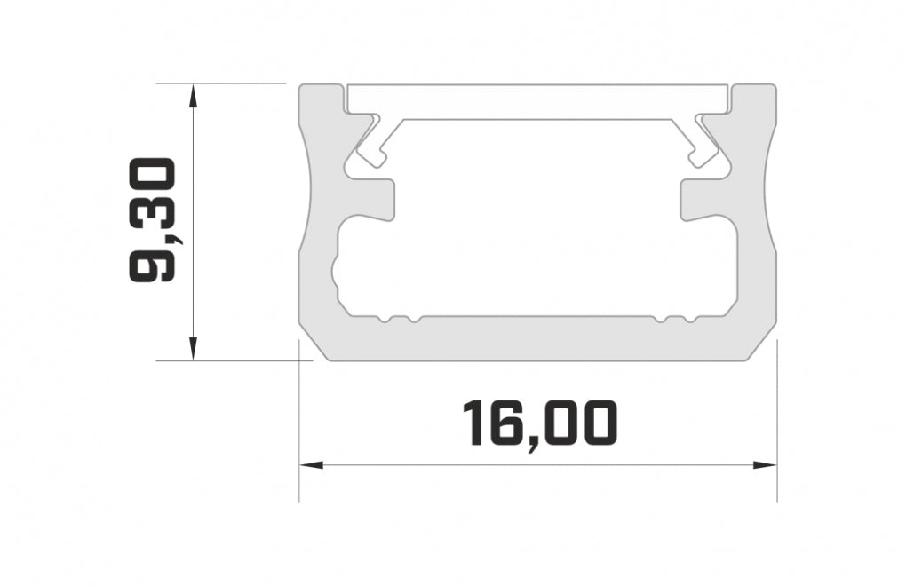 Profilé LED 1 mètre - 9,3 x 16 mm - Modèle A - Blanc