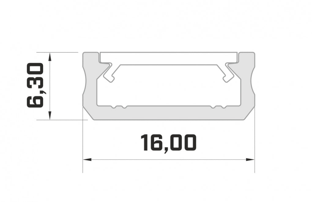 LED Profiel 2 meter - 6.3x16mm DESIGN D - WIT