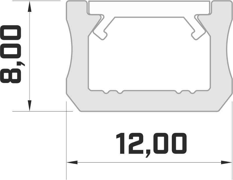 Profilé LED 1 mètre - Design 8x12 mm