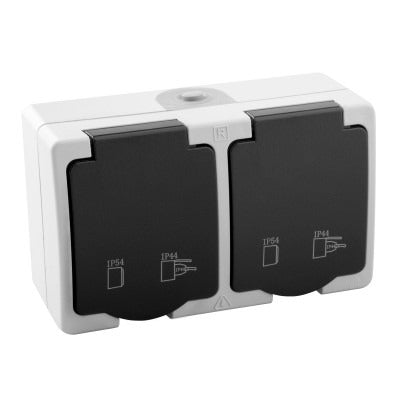 Double socket waterproof - Surface-mounted