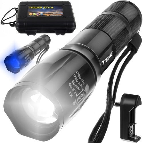 UV LED flashlight - Zoom function - UV LED - With charger