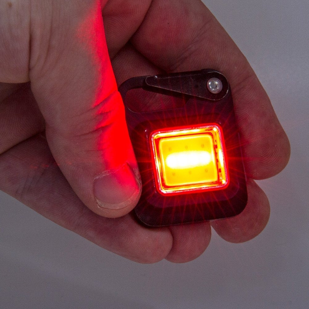 LED Flashlight Keychain - White/Red - Rechargeable