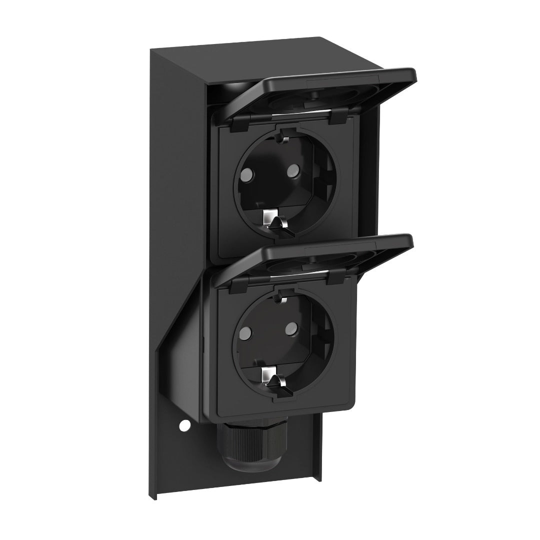 Wall socket - Double - Stainless steel - IP44