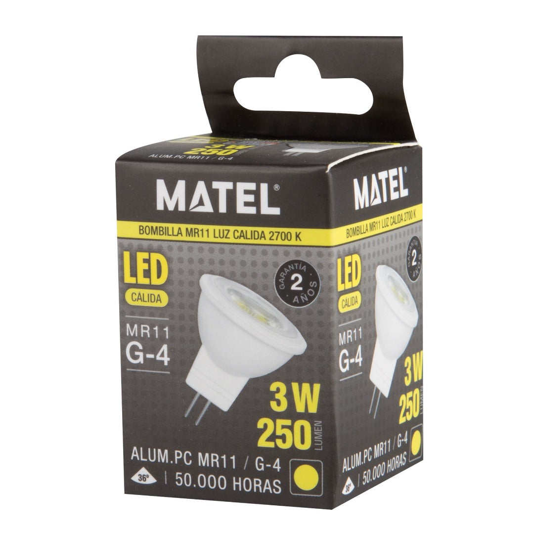 Spot LED G4 - 3 W - blanc chaud - 250 lumens