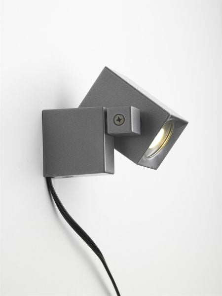 Lot de 2 spots muraux LED - 2 W - 12 V - Gris - Kit complet
