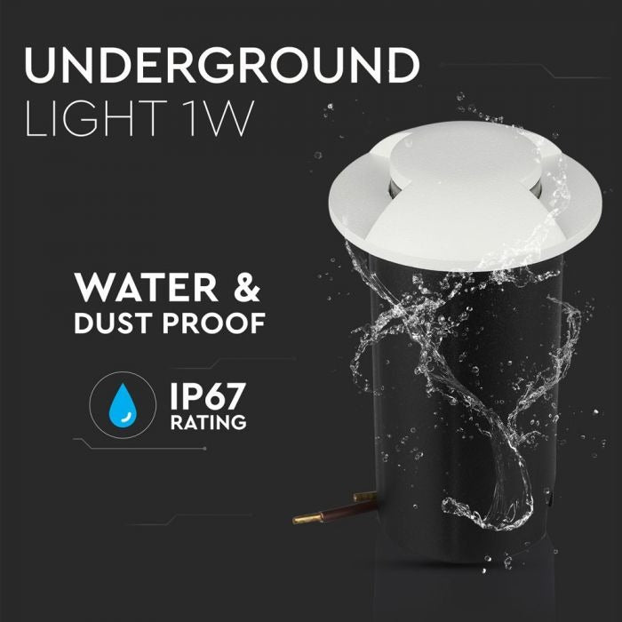 Ground spot 2-sided - white version - 12 Volt garden lighting - cool white - IP67