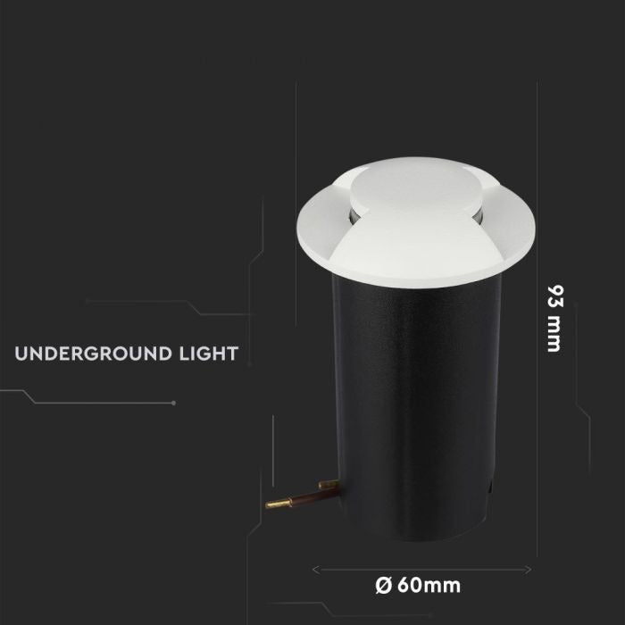 Ground spot 2-sided - white version - 12 Volt garden lighting - cool white - IP67