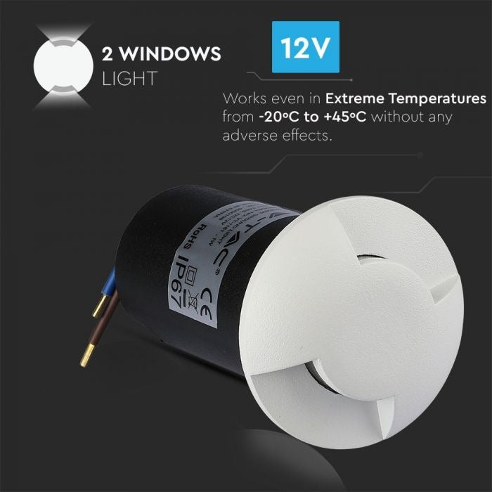 Ground spot 2-sided - white version - 12 Volt garden lighting - cool white - IP67