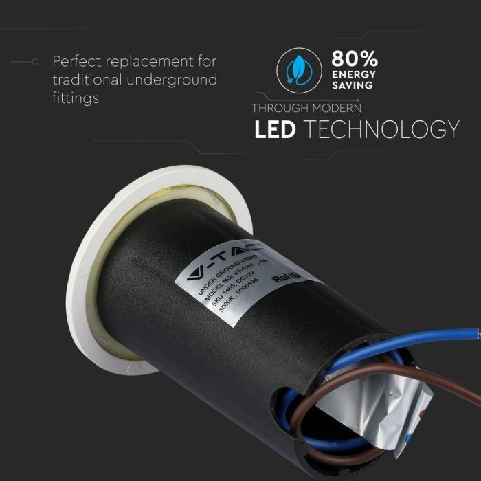 Ground spot 2-sided - white version - 12 Volt garden lighting - cool white - IP67