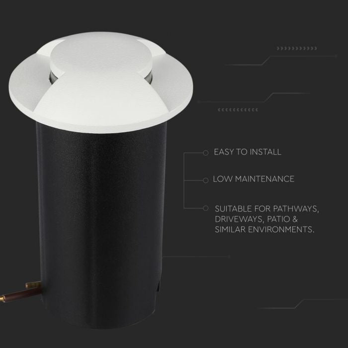 Ground spot 2-sided - white version - 12 Volt garden lighting - cool white - IP67
