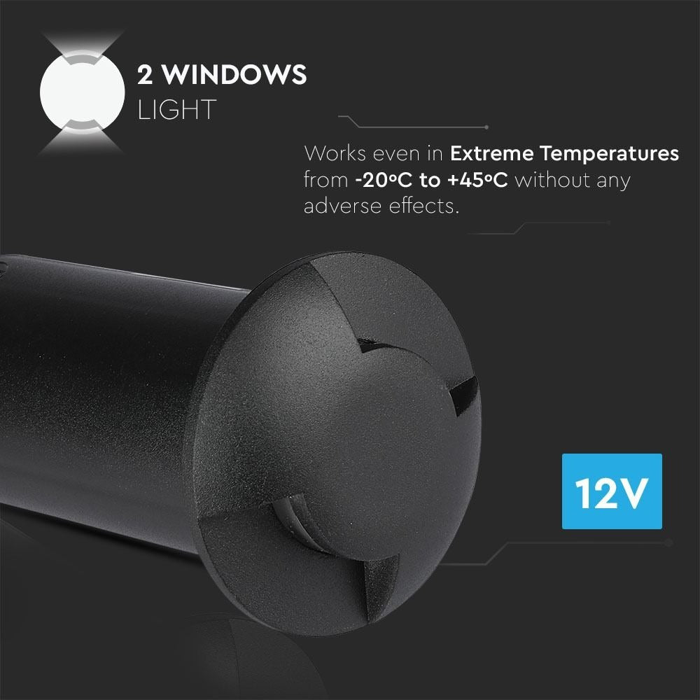 Spot de jardin double face - version noire - éclairage 12 volts - blanc froid - IP67